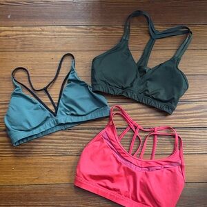 Set of 3 Sports Bras - Olive, Sage Green, & Red